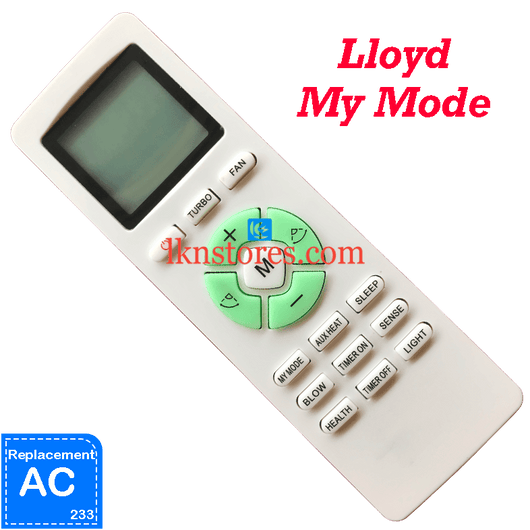 LLoyd AC Air Condition My Mode Aux Heat Health Compatible Remote AC233