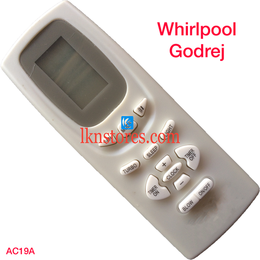 WHIRLPOOL GODREJ AC AIR CONDITION REMOTE COMPATIBLE AC19A - LKNSTORES